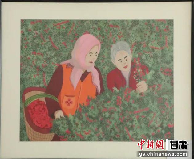 靖遠(yuǎn)縣枸杞種植業(yè)帶動10多萬農(nóng)民脫貧致富。刺繡 王明風(fēng) 繡稿 胡靜