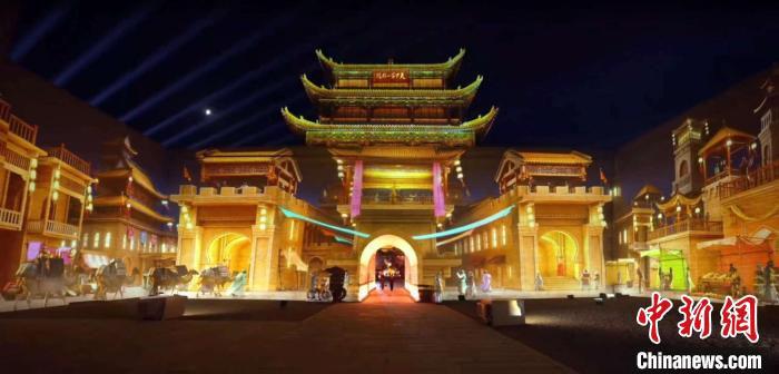 2024年7月15日，甘肅嘉峪關(guān)開啟“夜游”模式。圖為夜游燈光劇《天下嘉峪關(guān)》光影效果。(甘肅嘉峪關(guān)關(guān)城景區(qū)供圖)