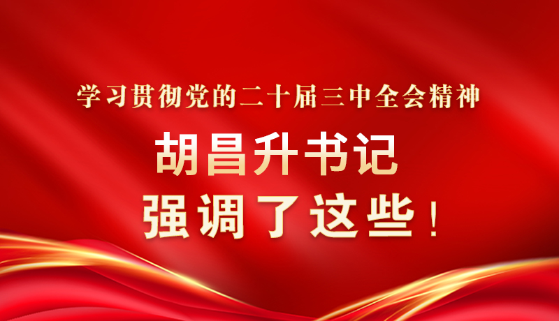 圖解|學習貫徹黨的二十屆三中全會精神 胡昌升書記強調了這些！