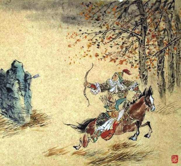 “林暗草驚風(fēng)，將軍夜引弓?！碑?huà)作